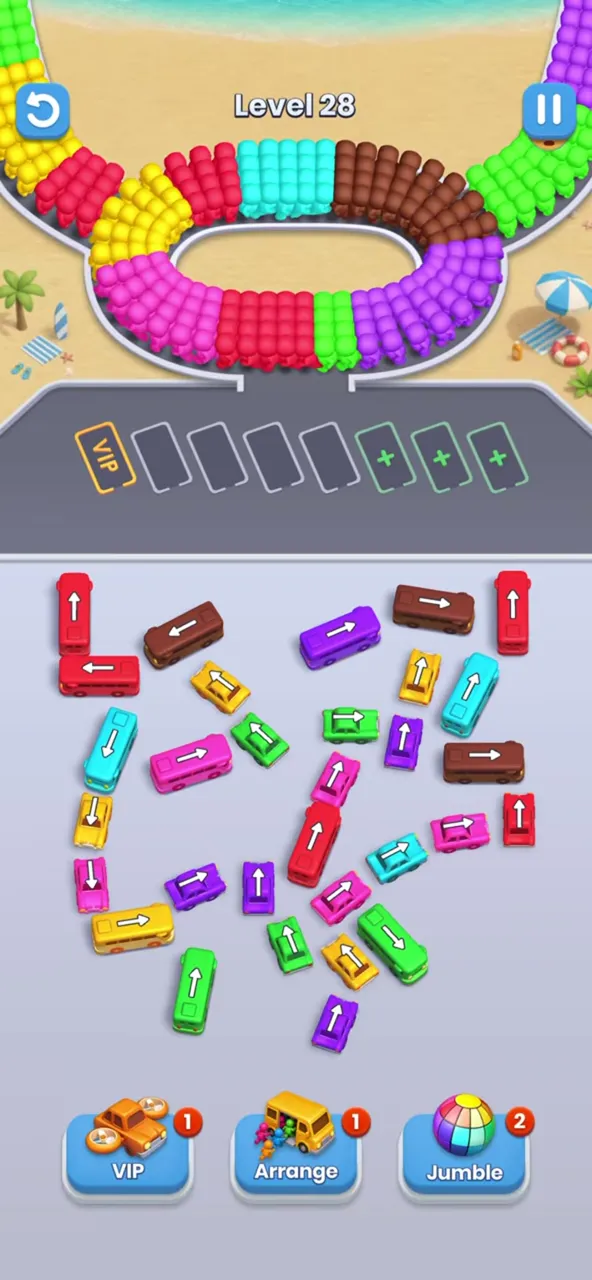 Уровень 28 Bus Fever Party: поле на старте