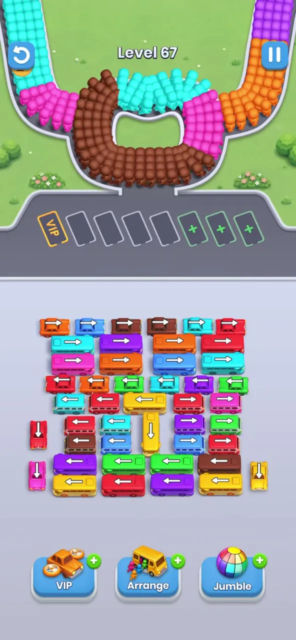 Уровень 67 Bus Fever Party: поле на старте